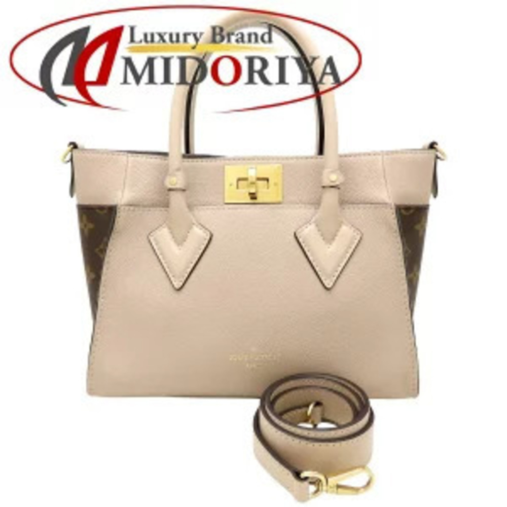 LOUIS VUITTON Monogram On My Side Handbag Greige Gray Brown